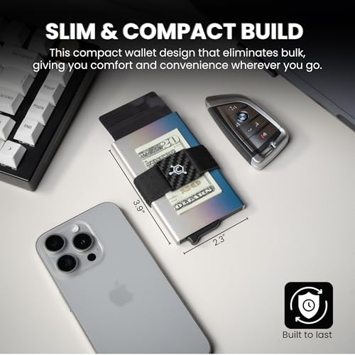 Image of CODE 118 Wallet - Premium Automatic Smart Wallet, RFID Blocking, Pop Up Mens Minimalist Metal Wallet, 6061-T6 Aerospace-Grade Aluminum, Genuine 3K Carbon Fiber (Classic, Ombre Fade)