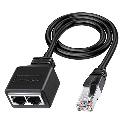 Azonee Ethernet Cable Splitter 1 Male to 2 Female Ethernet Splitter Connector RJ45 Network Adapter Internet Port Extender RJ45 Ethernet LAN Network Expansion Compatible with Cat5/Cat5e/Cat6/Cat7