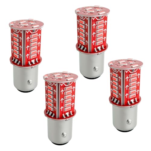 HABNVUON 4PCS 1157 LED Bulb, Led Brake Light Bulb, BAY15D 7528 2057 2357 LED Replacement Light Bulbs, Car Lighting Accessories 12V Flashing Strobe Blinking Brake Lights Fit for Most Vehicles (Red)