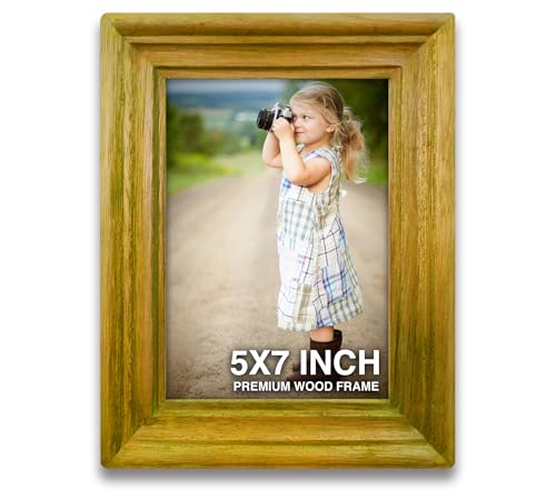 Image of Photo Frames 5x7 inch | Frame for Wall Decoration | Small Photo Frame | Yellow Wooden Frame for Wall | Brightens Any Room, Great Gift for Friends & Family (5x7 inch, Yellow)
