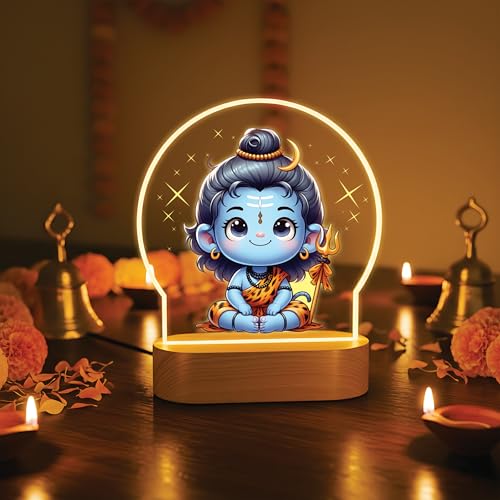 Image of Giftplease Divine Baby Shiva LED Desk Lamp - Warm Glow Spiritual Night Light - Cute Bal Shiva Table Decor for Pooja Room, Meditation Space, & Kids' Bedroom - Religious Gift & Home Accent GL 13