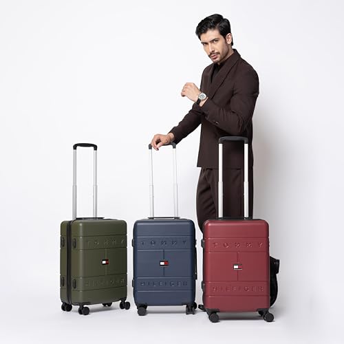 Image of Tommy Hilfiger Mid-Size Luggage Fame - Wine |Check-in Trolley Bag with TSA Lock |360 Spinner Wheels |Telescopic Handle |Hardshell PC Suitcase | 66cm | 74L Capacity