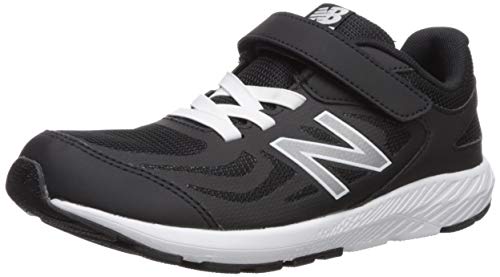 New Balance 519 V1 Alternative Closure Running Shoe, Black/White/Grey, 2.5 US Unisex Little Kid
