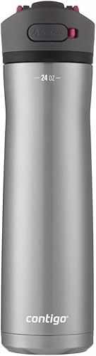 Contigo Ashland Chill - Botella de agua de acero inoxidable 2.0 con tapa a prueba de fugas y popote en ángulo, botella de agua aislada al vacío con