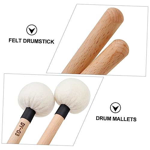 KESYOO 2 piezas de baquetas para batería con mango de madera y cabeza de fieltro, color negro, accesorios para instrumentos de percusión miniatura 4