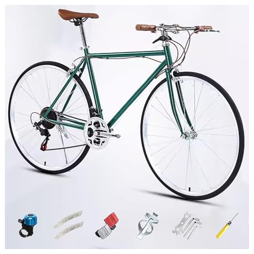 Bicicleta de Carretera 700C para Hombre y Mujer, Bicicleta de Ciudad Vintage, Single Speed, Freno de Sujeción, Cuadro de Acero de Alto Carbono, Bicicleta de Paseo A,21 Speed