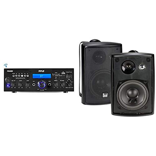 Pyle Bluetooth Stereo Amplifier Receiver & Dual Electronics LU43PB 4 inch 3-Way High