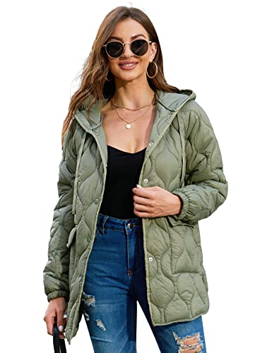 Xuliku Women's Lightweight Quilted Jacket Hooded Padding Long Bubble Coats With 2 Big Pockets For Women #TOP26