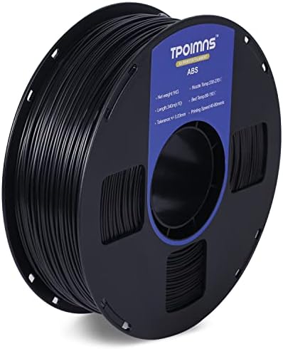 TPOIMNS ABS Filament 1.75mm, Heat Resistant 3D Printer Filament, Dimensional Accuracy +/- 0.03 mm, 1kg Spool, 1.75mm, Black