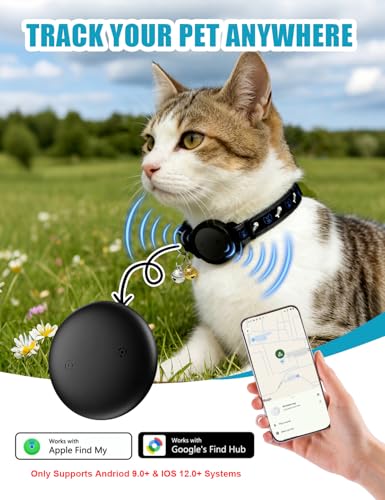GPS Cat Tracker Collar (Android & iOS) - Bluetooth Dogs GPS Tracker Smart Pet Activity Tracker, No Subscription, Works with Apple Find My App & Google Find Hub, Anti-Lost for Pet Items Keys Black - Image 3