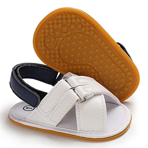 BENHERO Infant Baby Girls Summer Sandals with Bownot Soft Sole Non-Slip Newborn Toddler First Walker Crib Shoes12-18 Months Toddler S/White