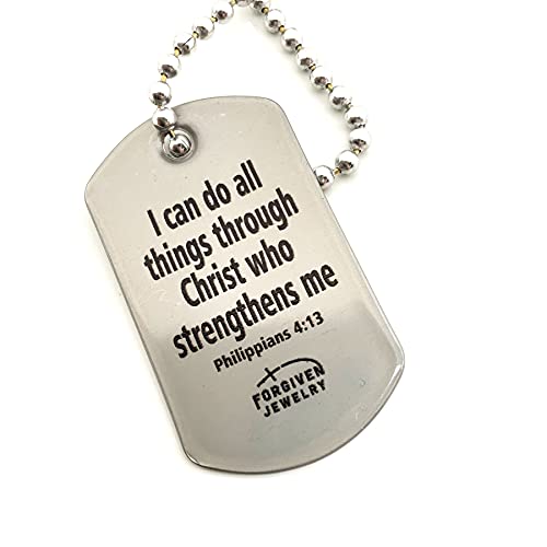 Phil 413 Football Mini Dog Tag Necklace I Can Do All Things Through Christ #TOP2