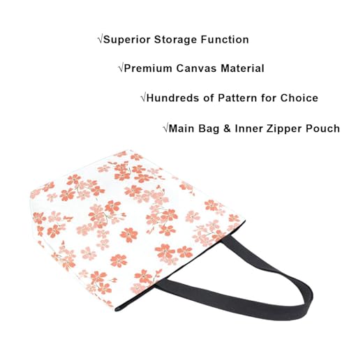 Extra Large Shoulder Tote Bag for Beach Travel Weekender Gym Small Flower Blossom Coral Pattern Reusable Grocery Canvas Shopping Bag4