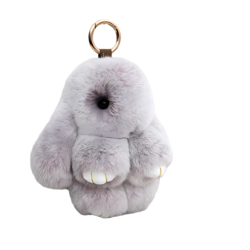 Bunny Fur Rex Rabbit Pompom Ball Doll Pendant Keychain Car Handbag Keyring