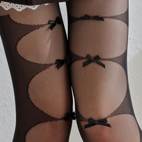 Image of Y2K Patterned Sheer Tights for Women Gothic Punk Thigh High Pantyhose Harajuku Lolita Bandage Fishnet Stockings