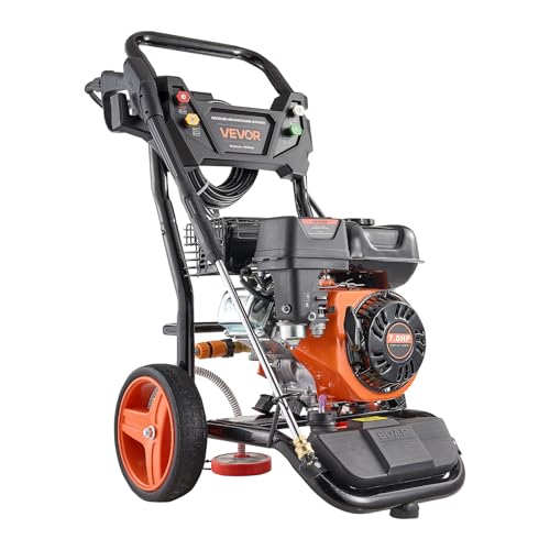 VEVOR Gas Pressure Washer, 3600 PSI 2.6 GPM, Gas Powered Pressure Washer with Copper Pump, Spray Gun and Extension Wand, 5 Quick Connect Nozzles, for Cleaning Cars, Homes, Driveways, Patios