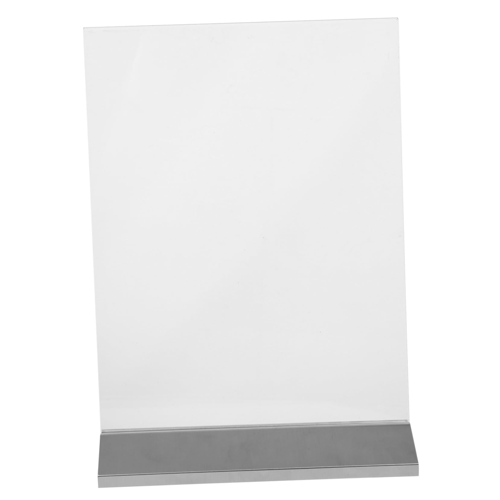 MUSISALY Acrylic Signage Sign Stand Table Top Display Stand Picture Holder Sign Holder Clear Display Shelf Table Number Holder Menu Display Stand Table Display Stand Silver Stainless Steel