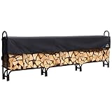 ShelterLogic 12' Adjustable Heavy Duty Outdoor Firewood Rack with Steel Frame Construction and Water-Resistant Cover