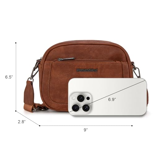 Image of Montana West Crossbody Bags for Women Cow Print Purse Triple Zip Shoulder Handbags with Wide Strap