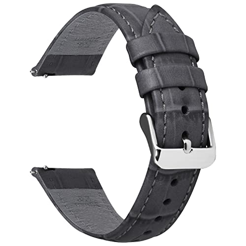 Fullmosa Quick Release Watch Band, Bamboo Genuine Leather Watch Strap for Samsung Galaxy/Gear Watch/Fossil Watch/Huawei Watch 2/Amazfit/Garmin Watch 18mm 20mm 22mm 24mm