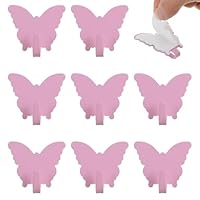 Bremorou 8 Pack Butterfly Wall Hooks Cute Pink Iron Decorative Hangers Sturdy Adhesive for Kitchen Office Bathroom for Hanging Keys Bags Hats Towels Clothes Decorative Women 1.61 × 1.85 Inch