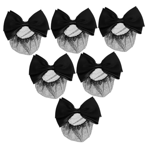 DEARMAMY 6 Pièces Lot de Filets à Chignon avec Nœud pour Chignon de Danseuse ou Hôtesse de Air
