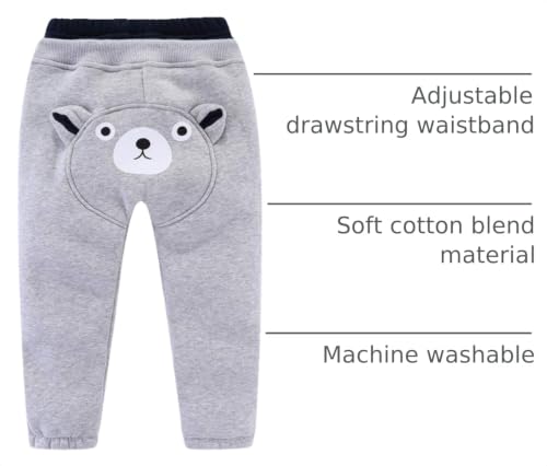 Image of Mud Kingdom Kids Fleece Jogger Pants Winter Cute Bear