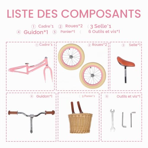 H.yeed Vélo d’équilibre 14 Pouces pour Enfants, Ultra-léger, Hauteur réglable, avec Panier Amovible et pneus en Caoutchouc gonflables, vélo d’Apprentissage sans pédales, 3-6 Ans, garçons et Filles – vue 9