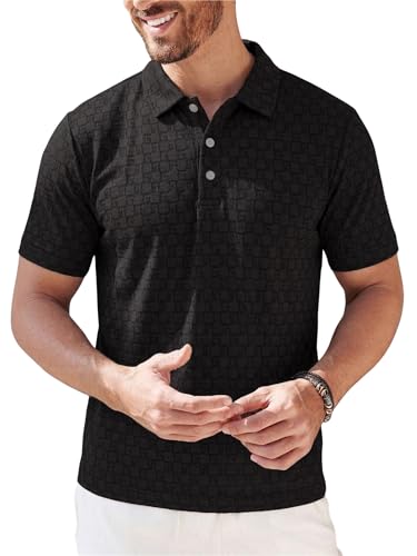 Image of TAGDO Men's Cotton Premium Casual Jacquard Fabric Polo T Shirt for Man | Collar | Half Sleeve | Comfortable Fit with Modern Style | Trendy Look (2067)