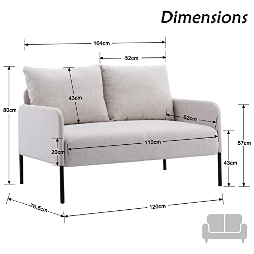 chairus Sofa 2 Sitzer Leinen Doppelsofa für Wohnzimmer Couch Sofa Kleines Apartment Modern Mini Couch für Schlafzimmer (Beige)
