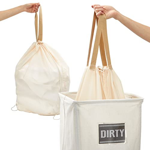 5 Piece Large Collapsible Laundry Hamper With 2 Removable Liner Bags And Folding Frame (Beige, 13 X 23 In) #TOP2