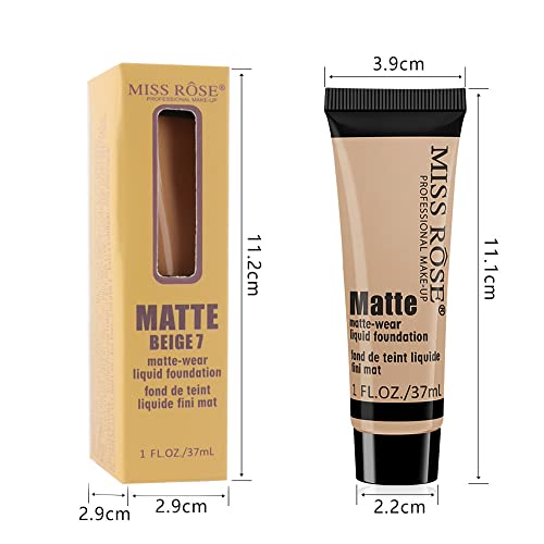 2 Pack Matte Oil Free Concealer Foundation Cream,Professional Make-Up Base Facial Matte Full Coverage Liquid Concealer Hide Foundation Primer Makeup Repair Kit.(Beige 7#) #TOP5