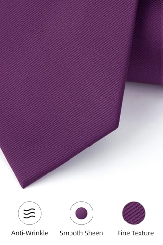Image of HISDERN Mens Ties Solid Color Ties for Men Formal Necktie with Pocket Square Set Satin Silk Neck Tie Handkerchiefs Set