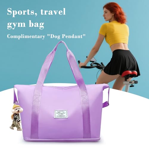 Travel Duffel Bag – Foldie Travel Bag Expandable | Carry-On Bag | Waterproof & Compact Weekend & Overnight Bag (Purple)2