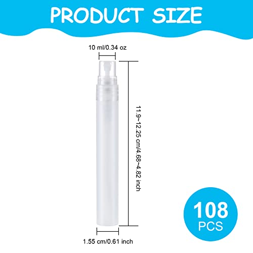 108 Pieces 10 ml Spray Bottles Plastic Perfume Bottles Empty Fine Mist Perfume Bottle for Essential Oils Supplies(Clear)3