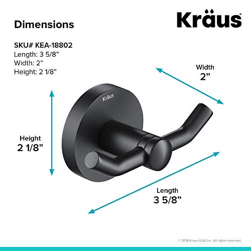 KRAUS Elie 4-Piece Bath Hardware Set with 24-inch Towel Bar, Paper Holder, Towel Ring and Robe Hook in Matte Black by Kraus - Image 3