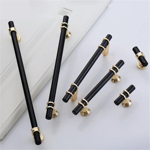 DFLPBHAV Black Gold Kitchen Door T Bar Straight Handle Cabinet Pull Wardrobe Long Handle Zinc and Aluminum Handles Furniture Knobs 1Pcs(6815-288mm)