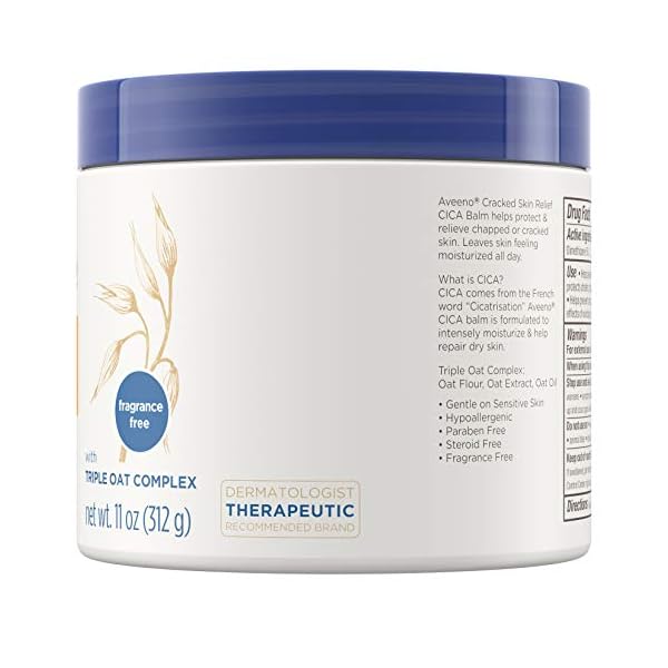 Aveeno-Cracked-Skin-Relief-CICA-Balm-with-Triple-Oat-Complex-Moisturizing-Dimethicone-Skin-Balm-Fragrance-Free-11-Ounce Aveeno Cracked Skin Relief CICA Balm with Triple Oat Complex Moisturizing Dimethicone Skin Balm, Fragrance Free, 11 Ounce