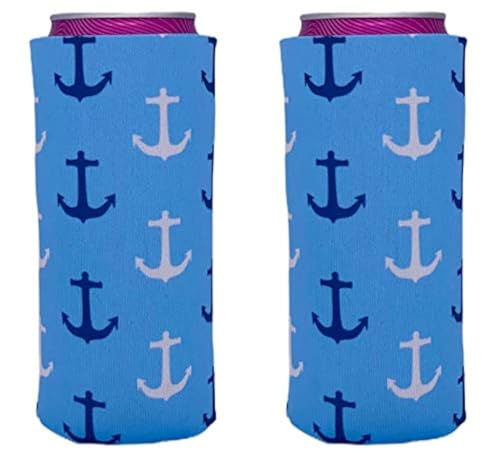 Anchor Pattern Slim Can Coolie (2 Pack)