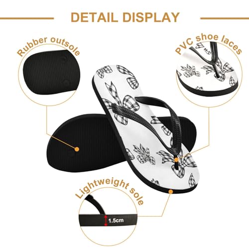 Nander Black and White Bow Tie Sandal Flip Flops of Men's & Women's,Beach Slippers Flip Flops Shower Shoes2