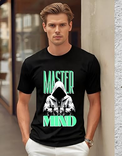 Image of Mastermind Printed T-Shirt for Men | 180 GSM Cotton Blend Men's Tshirt | Regular Fit Half Sleeve Round Neck Printed t-Shirt | Graphic T-Shirt for Men