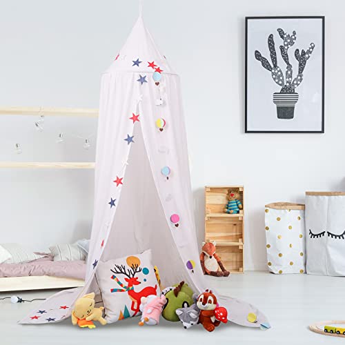 YAERSI Betthimmel, Baldachin Kinderzimmer, hängende rund Moskitonetz Insektenschutz für Baby Bett,Betthimmel Baby Höhe 240 cm (Mit 130 cm Lanyard) Cover