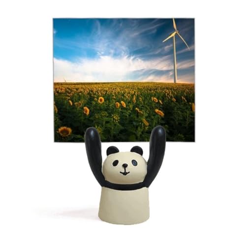 Support mémo dessin animé panda avec figurine tournesol pour photo