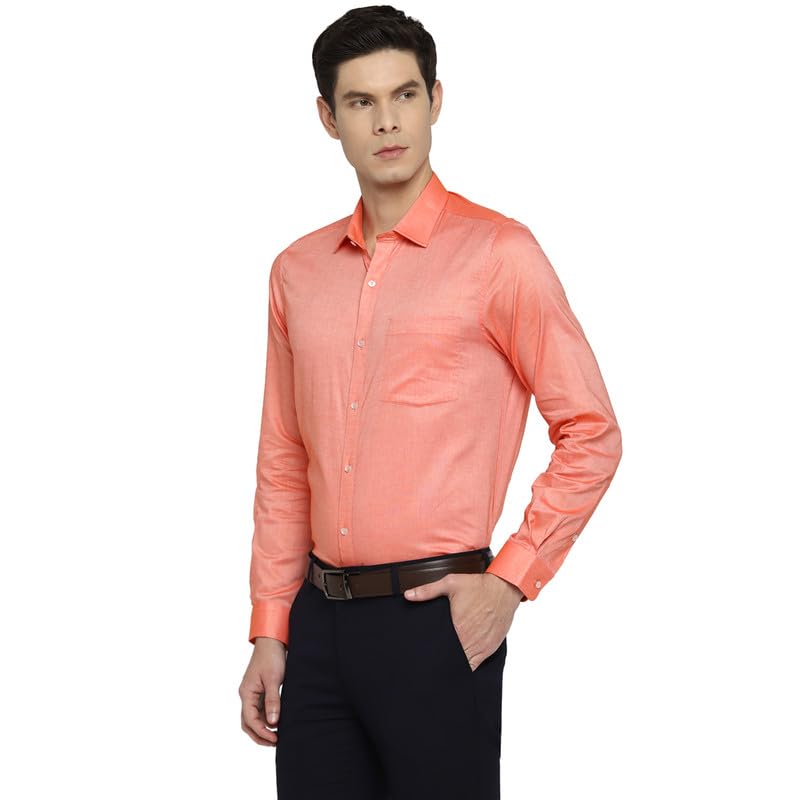 Image of Turtle Men 100% Cotton Slim Fit Lemon Solid Formal Shirt