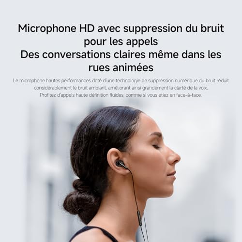 XIAOMI Écouteurs Type-C, Son de Haute qualité 12.4mm Driver, Microphone HD, Confortable en Usage Design Ergonomique, Contrôle par câble à Trois Boutons, IP54 Noir – Image 6