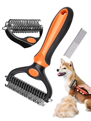 SUNNEKO Brosse Chien Poil Long, 9+17 Brosse Chien Poil Court Brosse Chat, Brosse pour Chien à Poils Longs, RâTeau De Toilettage pour Chien, Peigne DéMéLoir Chien Et Brosse Chien Poil Long Cover