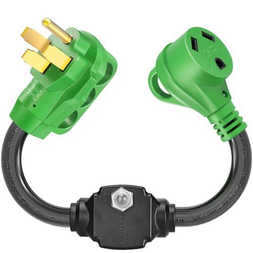 Image of 50A to 30A RV Adapter & Surge Protector for Campers, Trailers - NEMA 14-50P to TT-30R Plug with Circuit Breaker, ETL-Listed 18.5 Inch