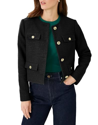 YEXPINE Cropped Tweed Blazer Jackets for Women Elegant Slim