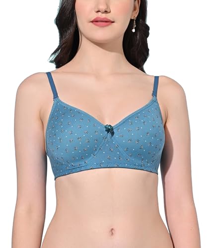 Image of FIMS - Fashion is my style Women Cotton Blend Padded Non-Wired Everyday Bra Pack of 1 Cup- B Multicolor