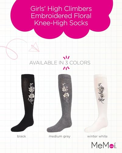 MeMoi Girls' High Climbers Embroidered Floral Knee-High Socks2